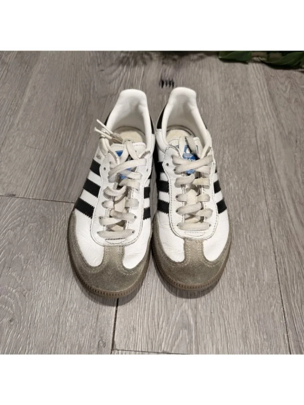Adidas Samba Shoes Kids Size 12 White Black Leather Soccer Sneakers IE3677